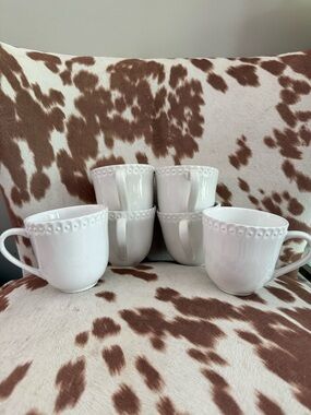 Southern Living White Ceramic Dot-Trim Mugs - Set of 6